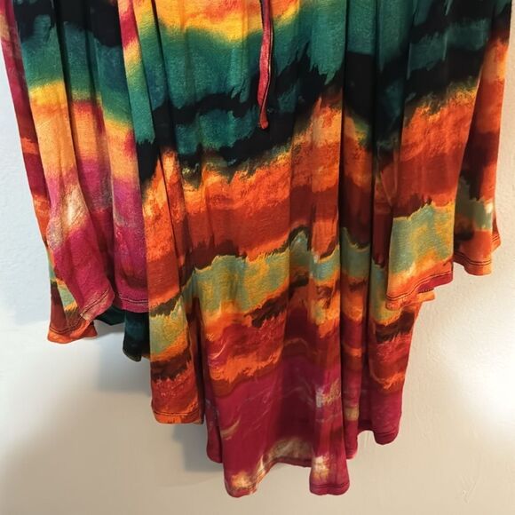 Cupio Vibrant Watercolor Open Tie Back Tank Top Tunic L - Picture 6 of 9